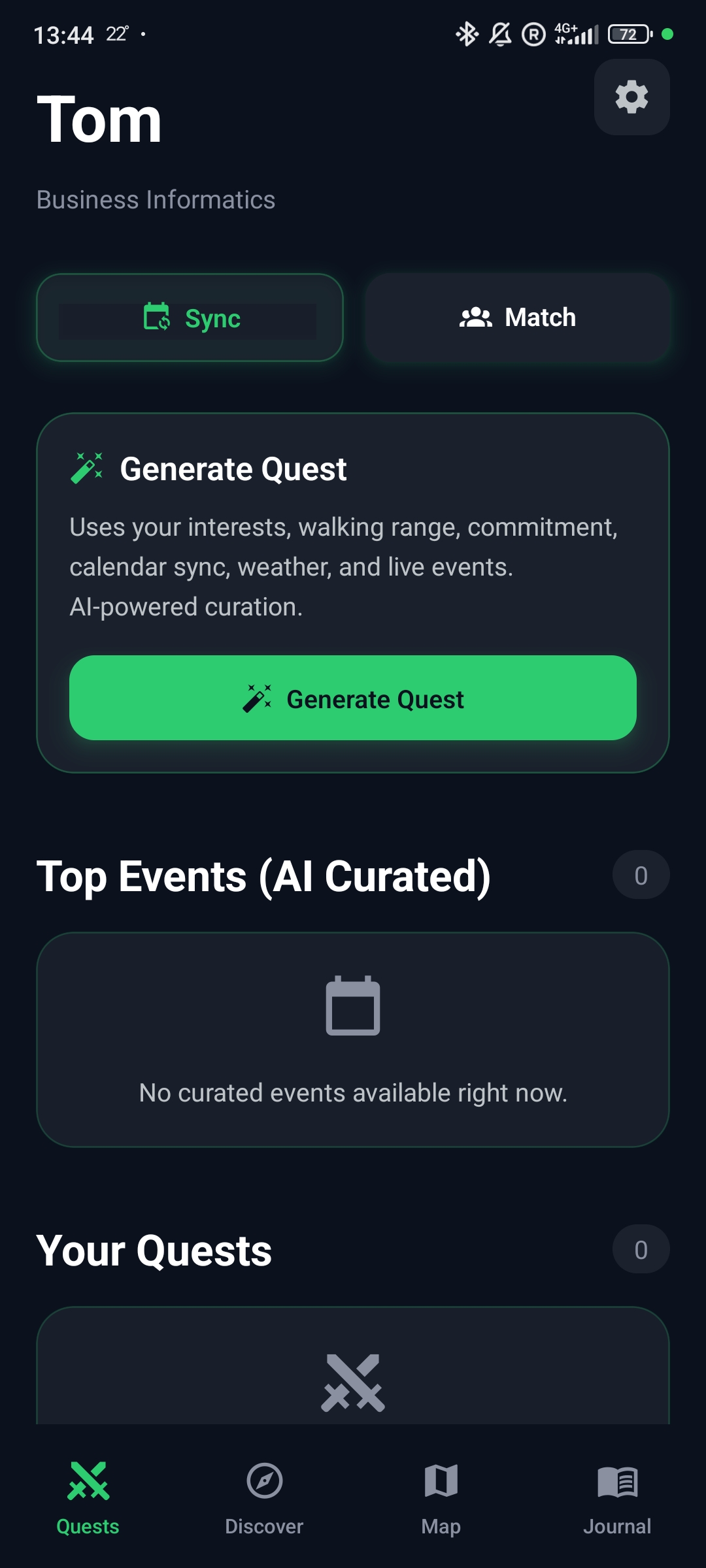 SideStroll quest dashboard